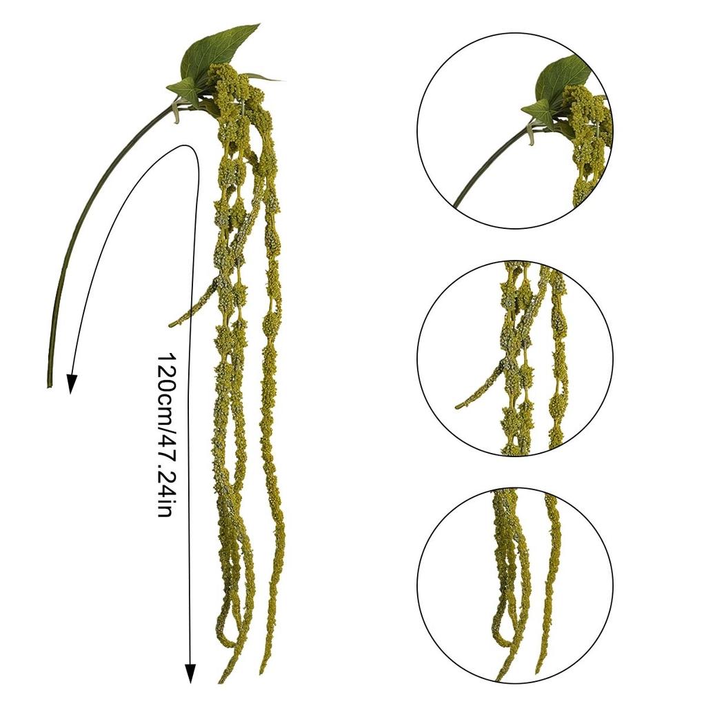 2 Pack Green Amaranth Artificial Flowers, 49.21 Inch Artificial Succulents Plants Fake Hanging Plants for Centerpieces Wedding Decor