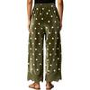 Women's Velvet Wide Leg Pants with Polka Dot Pattern and Lace Trim