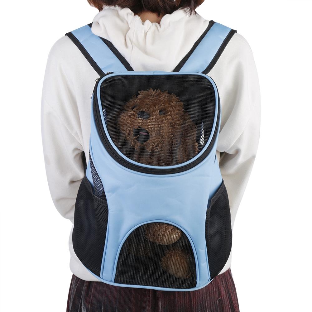 Portable Dog Cat Pet Double Shoulder Carrier Bag Backpack Breathable Mesh Travel Outdoor Blue