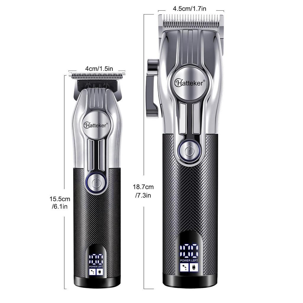 Hatteker Professional Hair Trimmer 2pc Set for Men Electric Shaver Beard & Hair Clipper Rechargeable Haircut Machine for Barber Salon Home