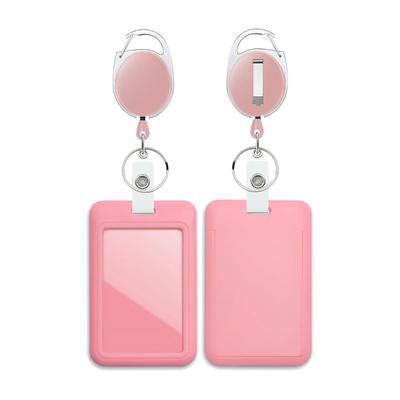 Id Badge Holder With Badge Reel Retractable Card Holder Keychain Name Badge Identification Card Sleeve Clip Easy To Pull