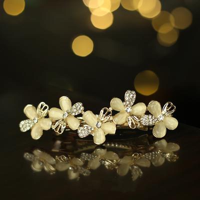 Neue modische und elegante Blume Haarnadel Kristall Seite Federclip High-End Federclip Haarschmuckclip Damen gebrochene Haarspange