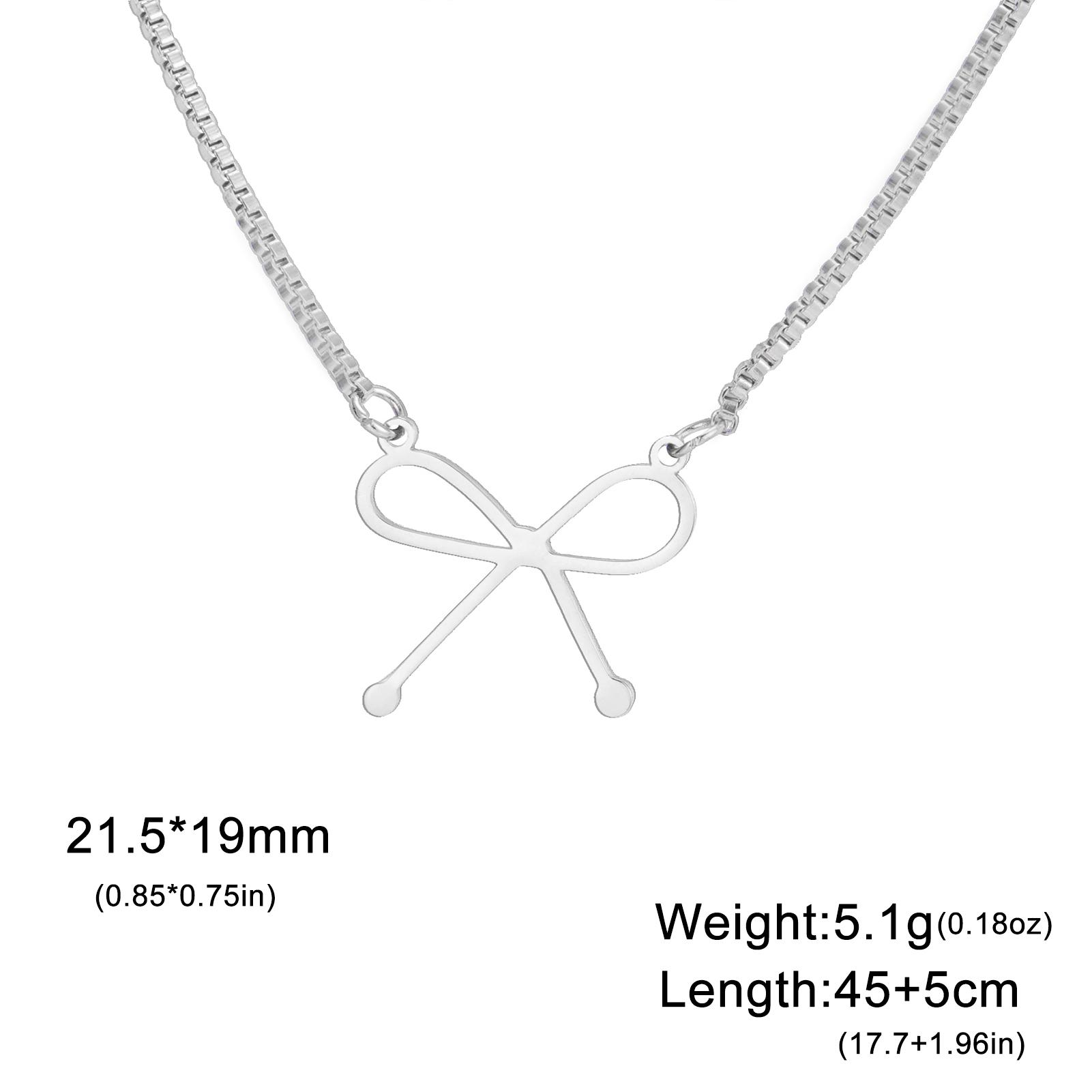 

Teamer Bowknot Pendant Necklace For Women Girls Gold Color Stainless Steel Neck Chain Choker Wedding Jewelry Minimalist Gift
