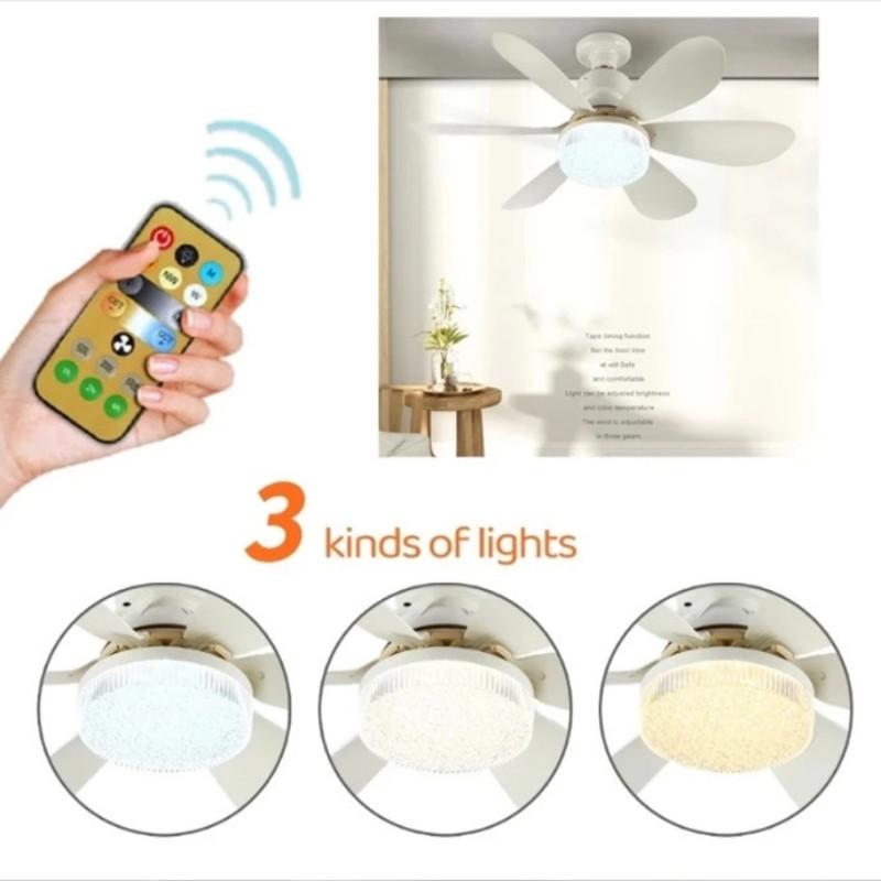 30W/40W E27 Modern LED Lighting Smart Ceiling Fan Light with Remote Control 3-Gear Household 2-in-1 Adjustable Fan Lamp