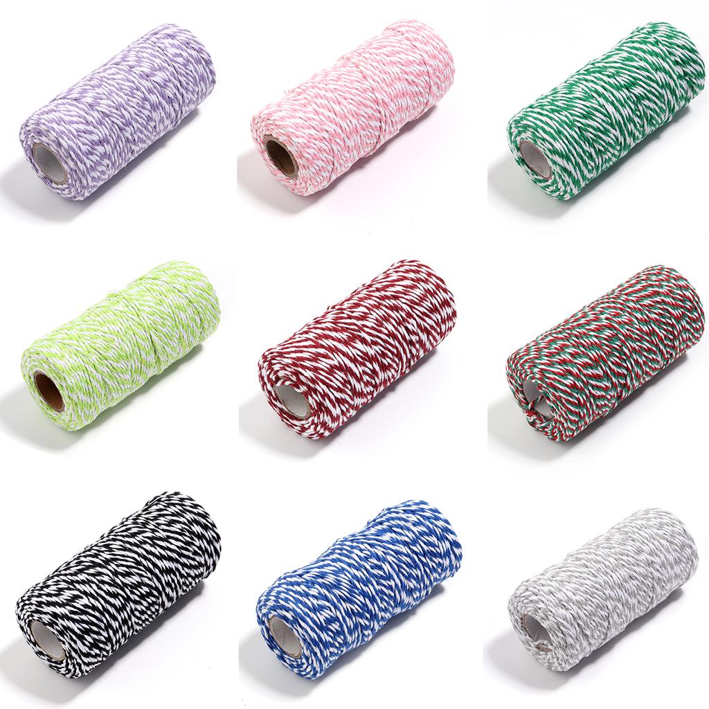 100M/Roll Cotton Cord Baker Twine Colorful Cotton Twine Macrame Cords String DIY Christmas Gifts Packing Home Textile Decoration