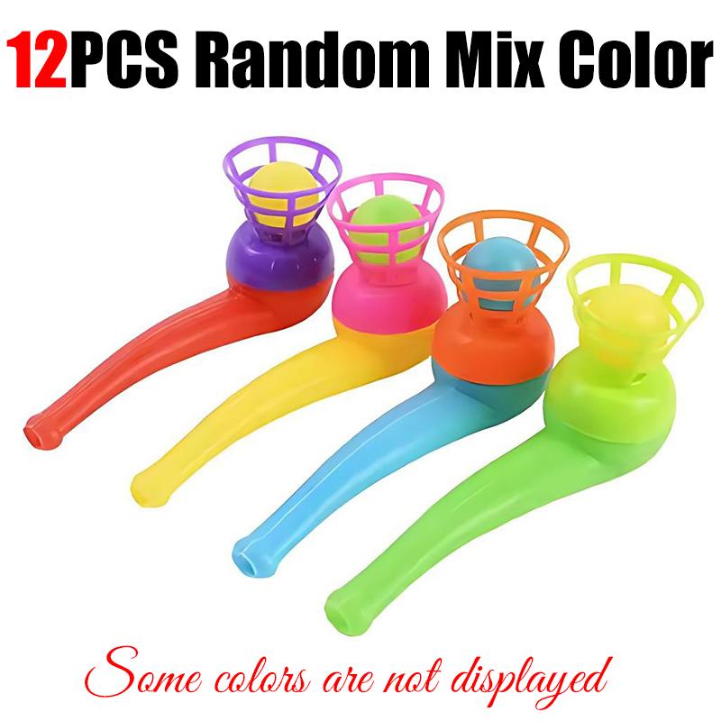 6-12PCS/Pack Plastic Floating Ball Random Assorted Color Blowing Pipe Balls Sports Games Props School Class Giveaway Rewards ZYF