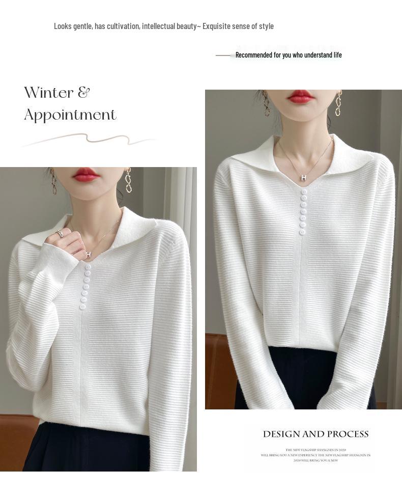 Women's British Style Buttoned Lapel Knit Cardigan - Autumn/Winter Retro Cable Knit Sweater