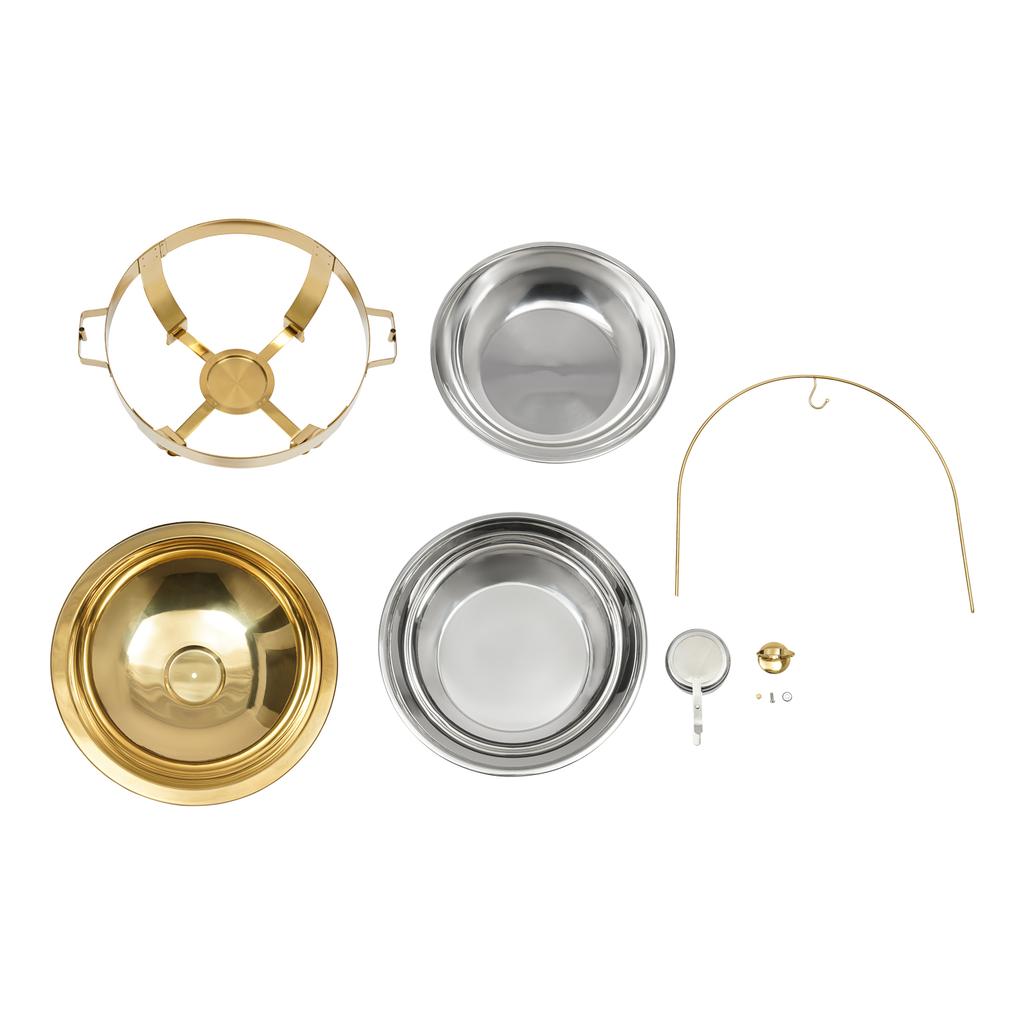 8L Gold Chafing Dish with Round Lid, Buffet Server and Food Warmer, Large Capacity Stainless Steel Chafer for Catering, Party