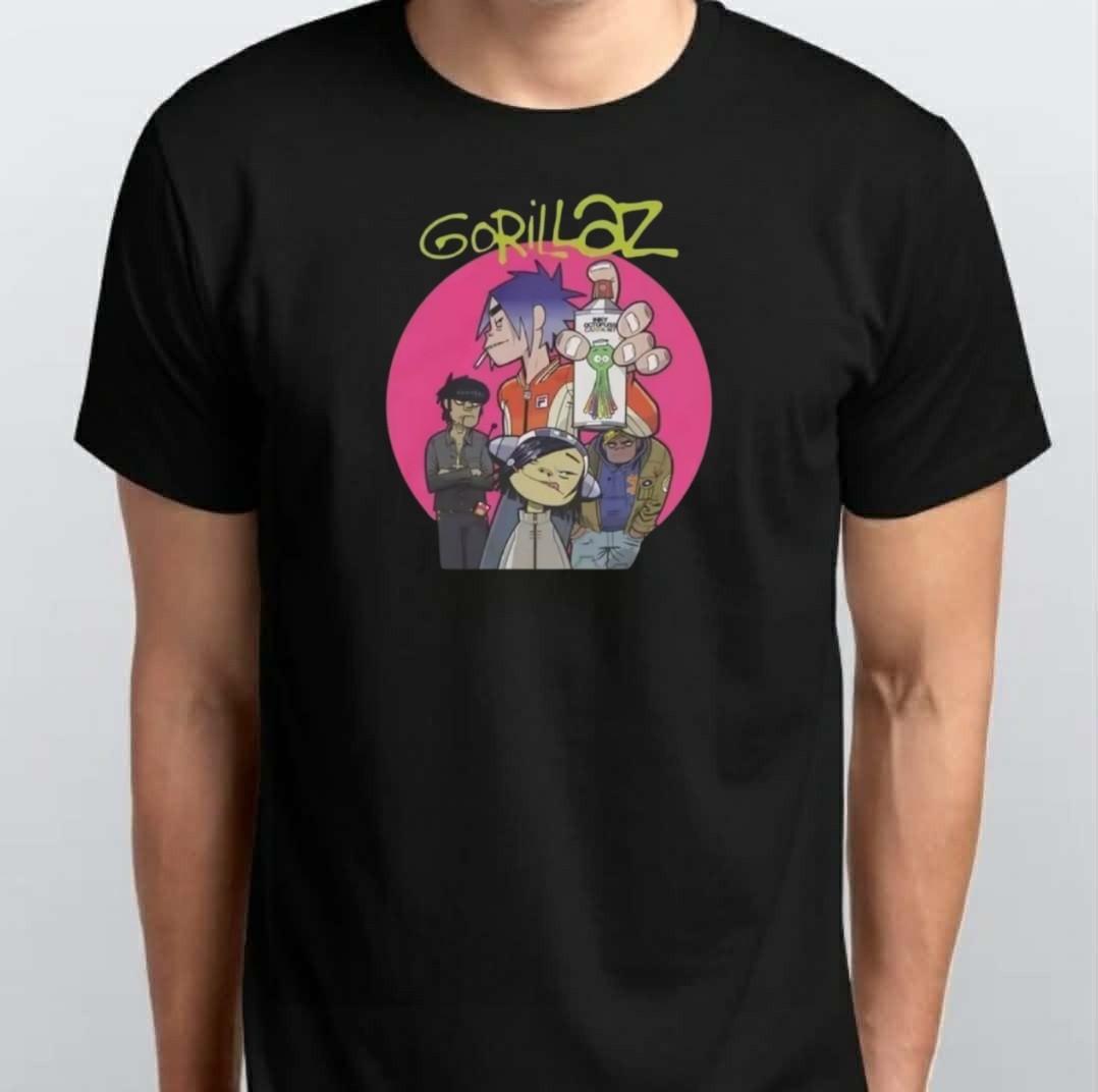Gorillaz Unisex T-SHIRT S M L XL XXL 3 4 XL Black White XL
