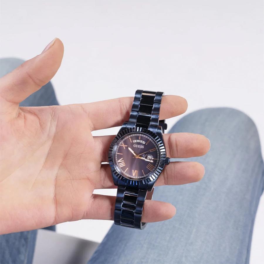 Guess Dark Blue Stainless Steel Strap Men's Quartz Watch with Date - GW0265G9