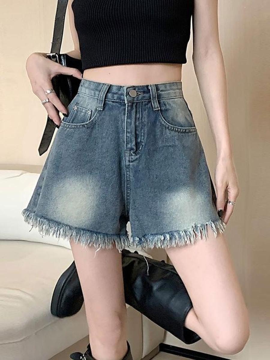 

Vintage Corduroy Shorts Women Summer High Waist Plus Size Fat Girls Wide Leg Trousers for Pear Shape Body Slim Fit Hot Pants XS синий