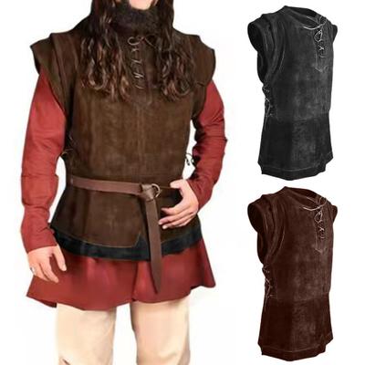 Hommes médiéval Punk gilet Vikings Cosplay Archer Costume adulte poitrine armure GN tenue Jerkin manteau Halloween hommes chasse gilet hommes vêtements