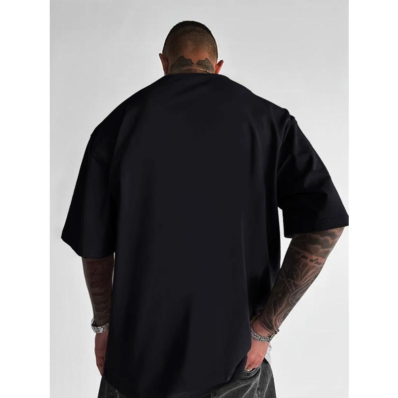 European Size Men'S Casual Crew Neck T-Shirt with Gun Print Design,, Breathable Short Sleeve Tee, Loose Fit for Summer, Relaxed Fit Tee T-Shirt