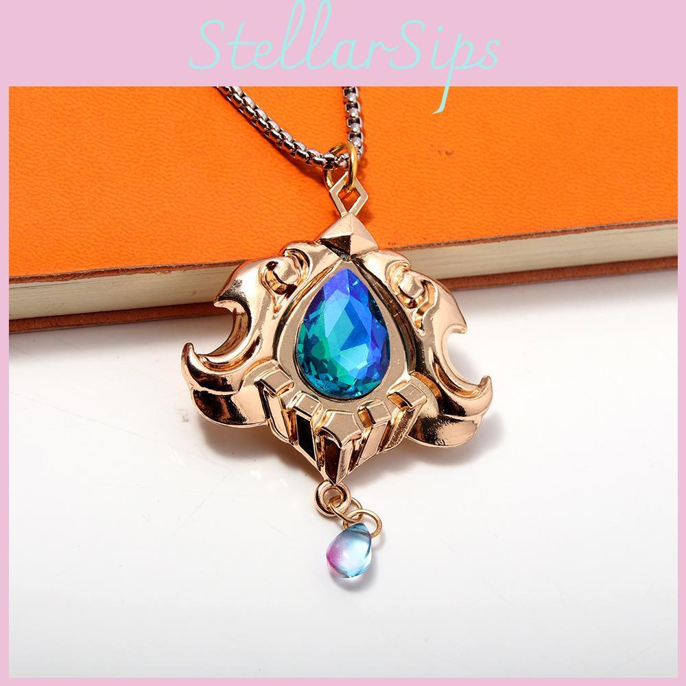 Neuvillette Water Dragon King Judge Crystal Pendant Necklace For Cosplay And Costume Party Accessories