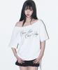 ILLIGO Sheer Ribbon Off-Shoulder Top White