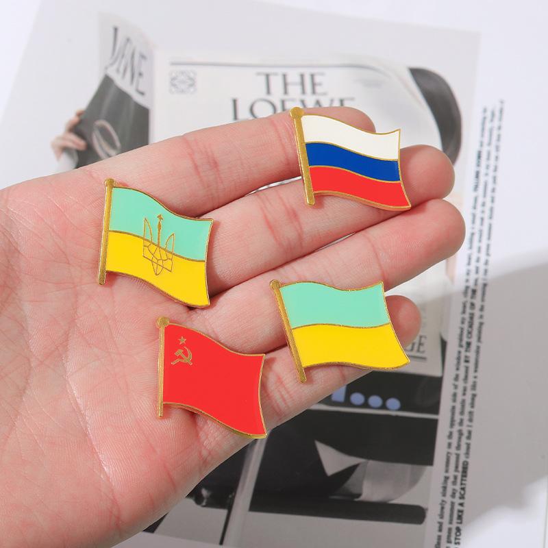 Colorful Chic Flag Badge Brooch Unique Geometric Metal Pin For Trendy Clothing And Bags