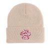 Dog Cat Paw Print Heart Knit Hat Beanie, Valentine's Day "XOXO LOVE KISS", Cozy Stylish Knitted Cap Beanie