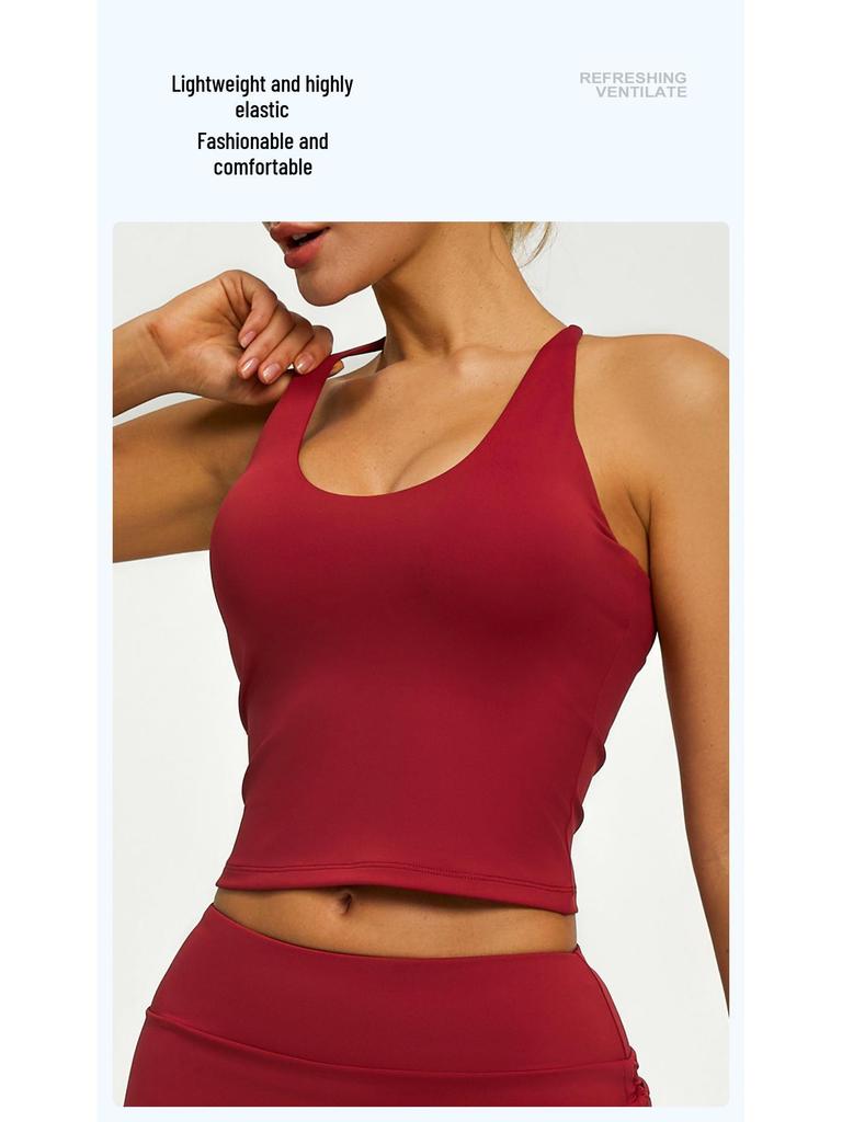 Juyitang Yoga-Tanktop Ärmelloses Camisole Sport-BH für Damen
