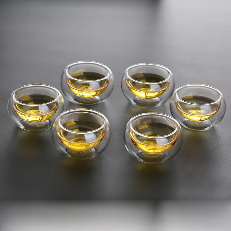 Tea Pot with Bamboo and Wood Handles Made of Borosilicate Glass Tea Cups Set and Capable of Open Flame Tea and Water Separation