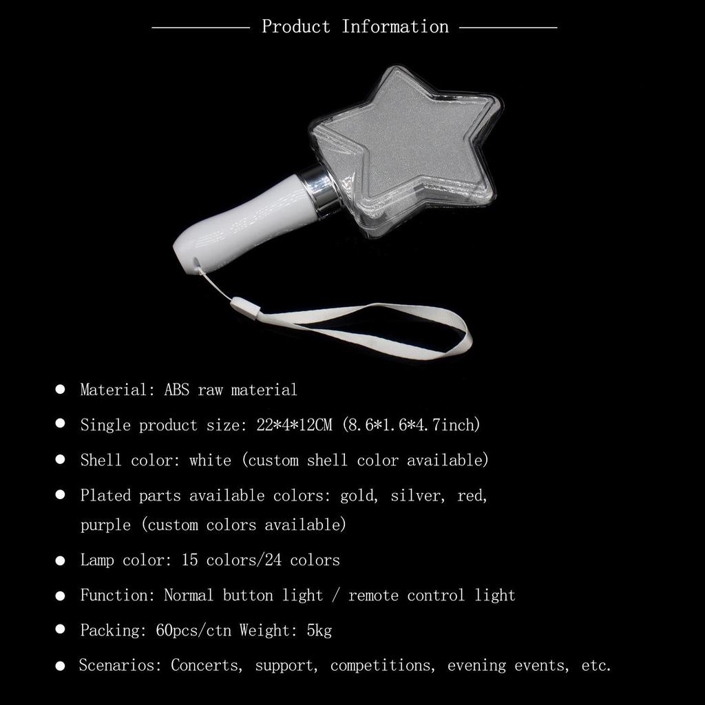 Cross-Border Star Glow Concert Light Stick - 15/24 Colors, High Brightness