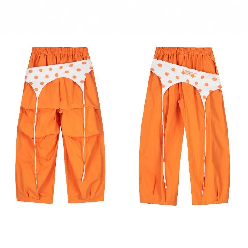 Vintage Orange Hip-hop Wide-leg Pants Women's Summer Dopamine New Loose Mopping Paratrooper Pants