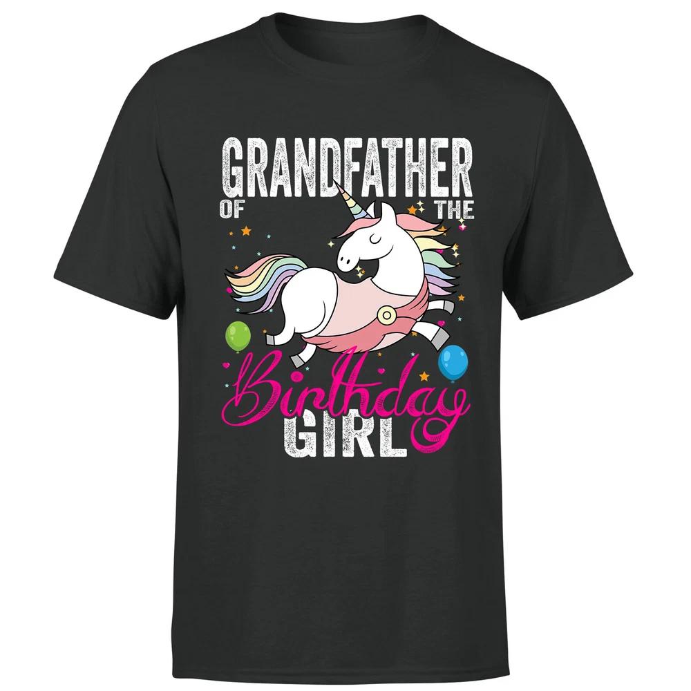 Grandfather Of The Birthday Girl Unisexs T Shirt Funny Unicorn Fathers Day Tee 2XL