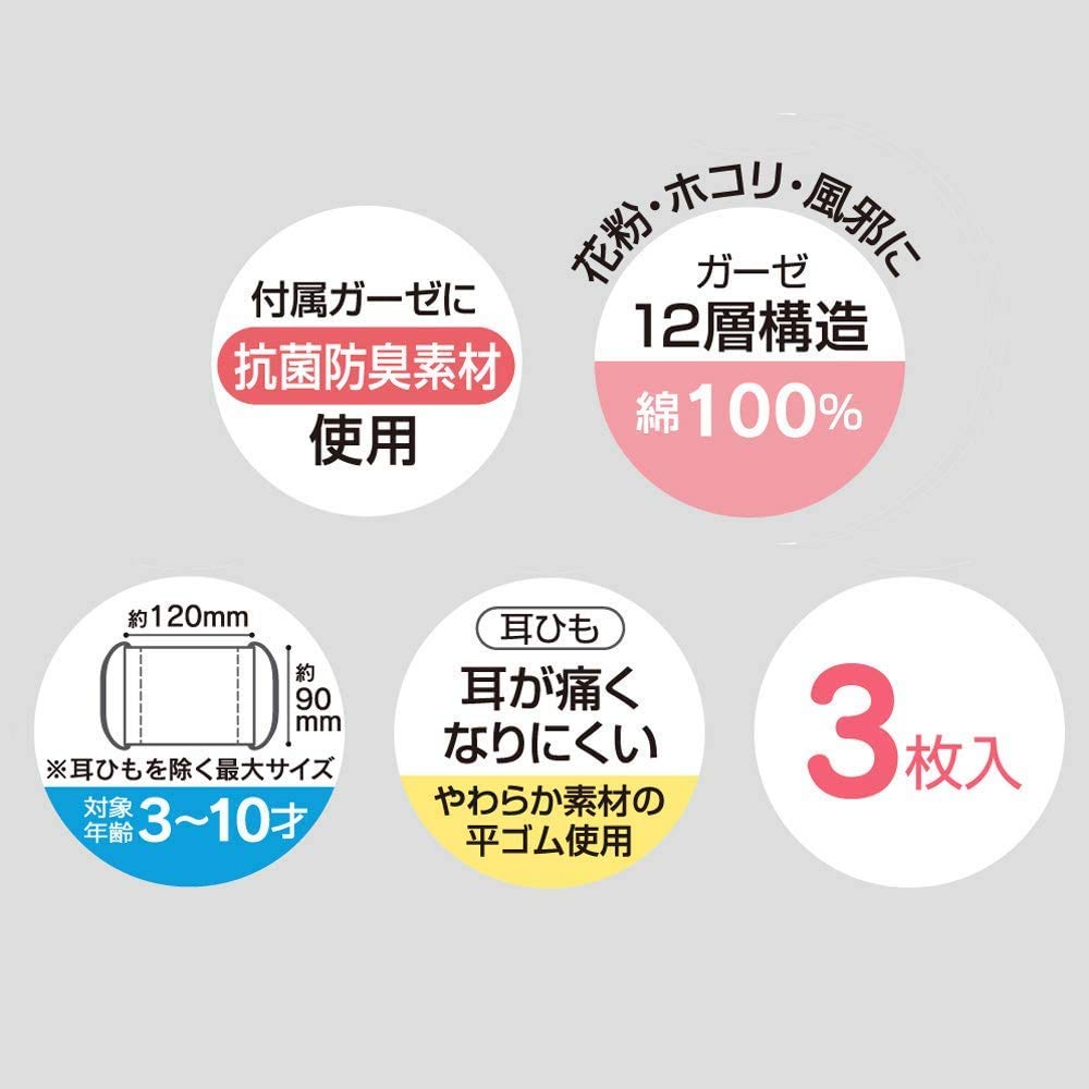 Skater Gauze Mask Set MSKG1 Children's 3-Piece (Tomica)