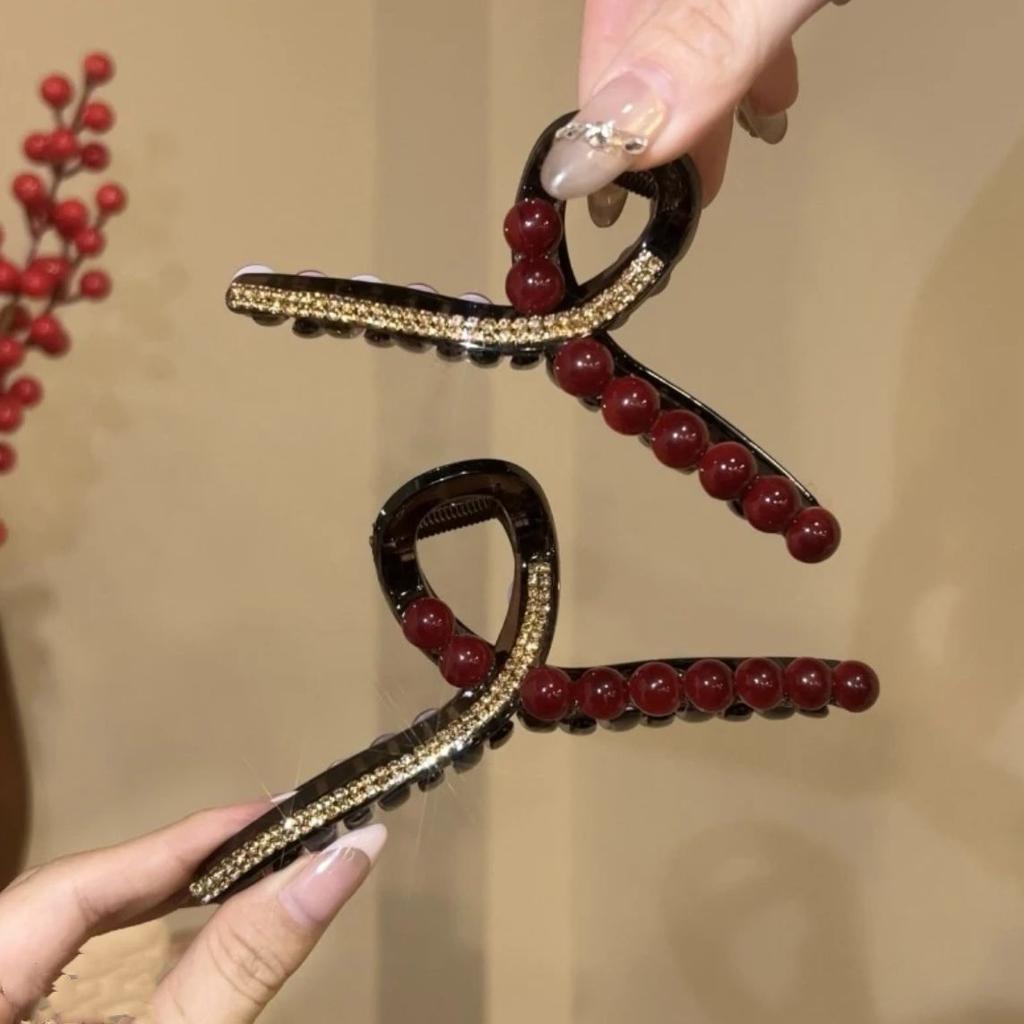Encore Red Shark Clip Elegant French Back Head Hair Claw Minimalist Half Tie Hair Clip Fashion Hair Accessories