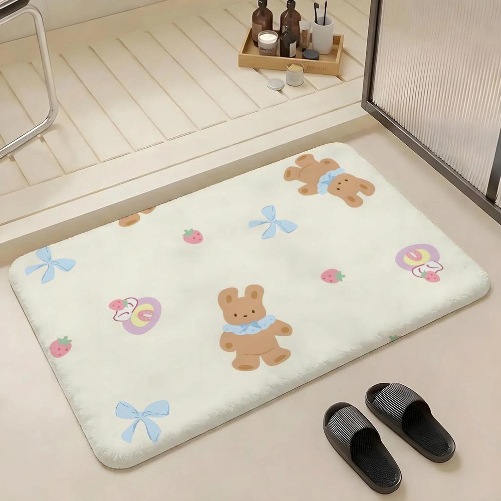 Floor Mat Eco Flannel Doormat Non-Slip Odorless Indoor Soft Short Plush Floor Rug Cute INS Aesthetic Style