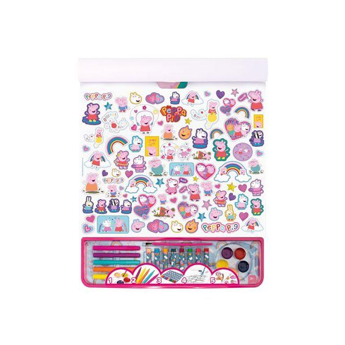 Kreativt kit Peppa Pig - Cefa Toys - Giga Block 5-i-1 - 25 färgsidor - 8 färgpennor - 5 tuschpennor