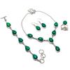 Malachite Pear Shape Gemstone Jewelry Set Unique Necklace Bracelet Ring Earrings