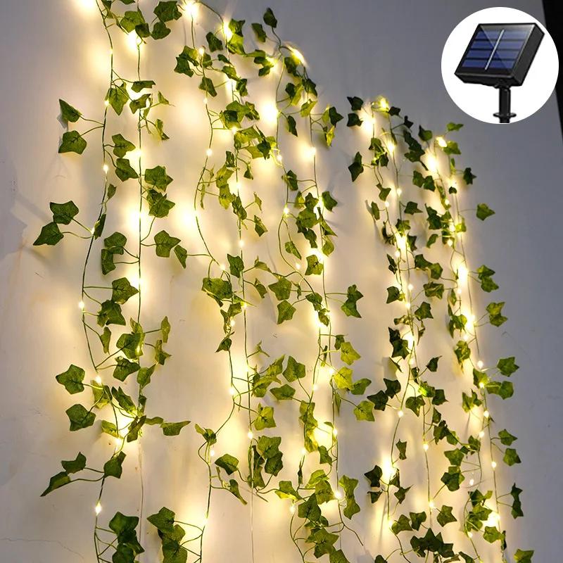 7M/12M Fairy Lights ivy String LED Solar Light Vine Maple Leaf Waterproof Garland Solar Lamp Christmas for Garden Decoration