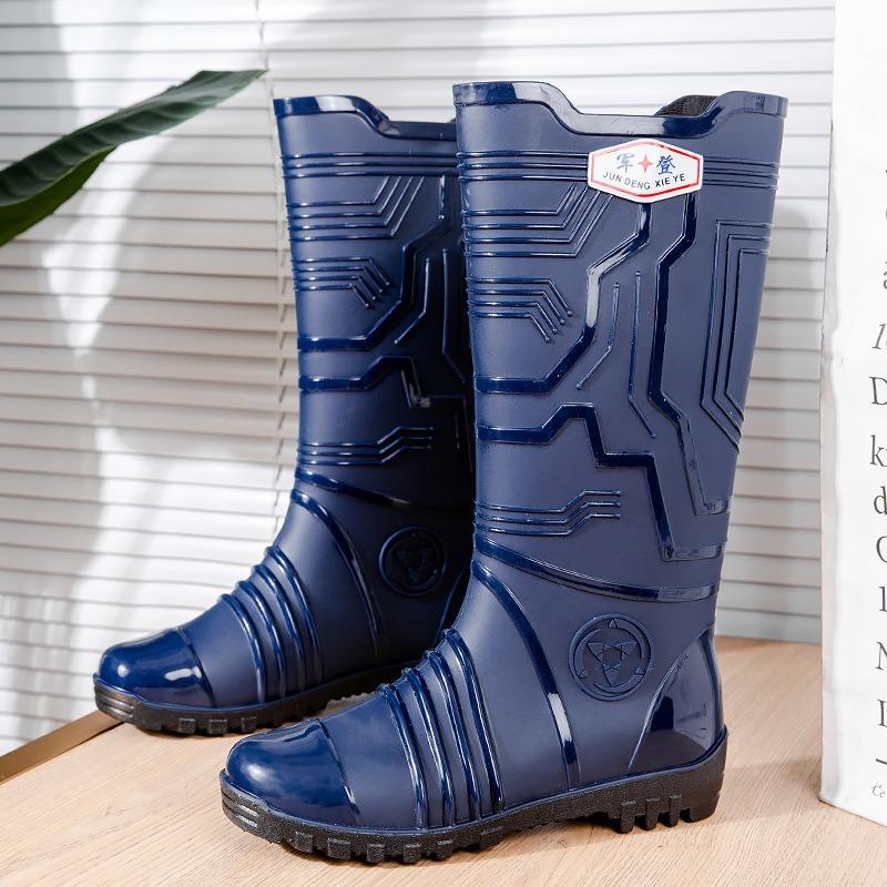 Fashion Trend Men's Tall Rain Boots Waterproof and Non-slip Water Shoes Thickened Beef Tendon Sole Wear-resistant Rain Shoes