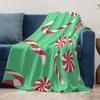 TU Candy Cane Throw Blanket Christmas Holiday Festive Cozy Soft Warm Decorative Bedspread Gift Home Decor