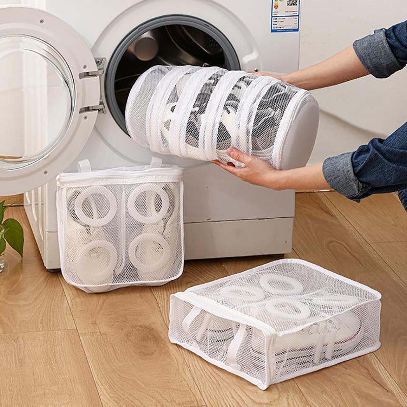 Anti-deformation Mesh Laundry Bag Washing Machine Shoes Bag Travel Storage Bags Organizer Portable Protective Airing Dry Tools