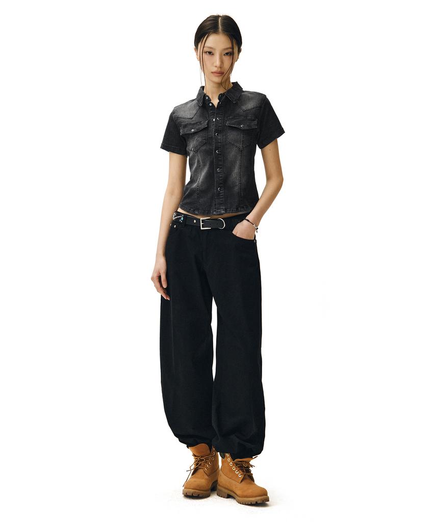 Deketeuumeon Western Slim Denim Short Shirts Dcwsh002Blacka