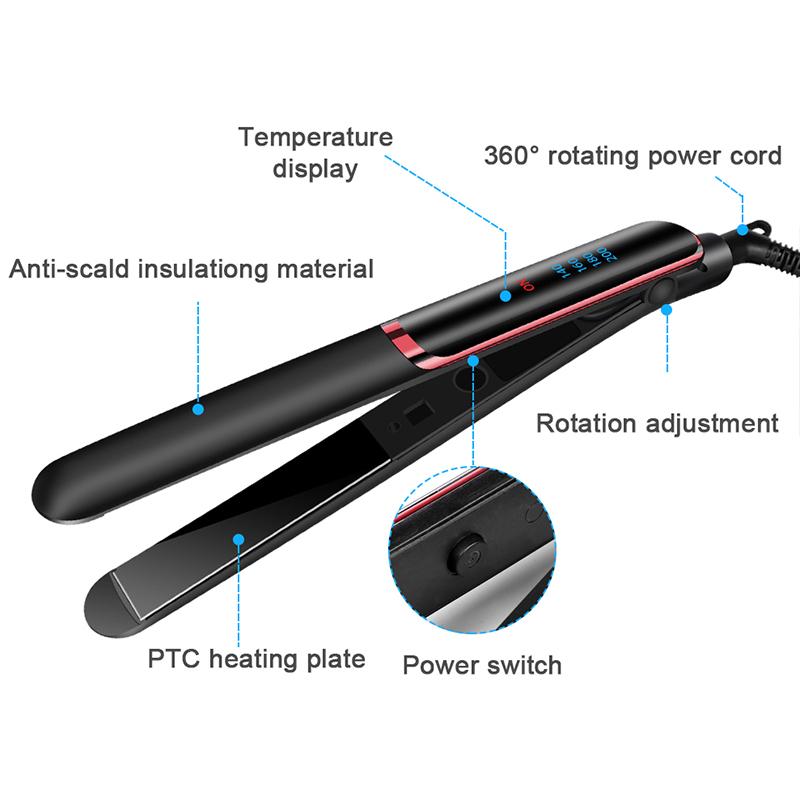 Professional Hair Straightener Ceramic Ionic Fast Heat-Up Hair Flat Iron Negative Ion Iron Lcd Display Hair Straightener