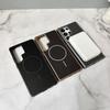 Carbon Fiber Texture Magnetic Phone Case For Samsung S25 Ultra S24 FE S23 Plus Wireless Charge Shockproof Hard PC Bumper Cover
