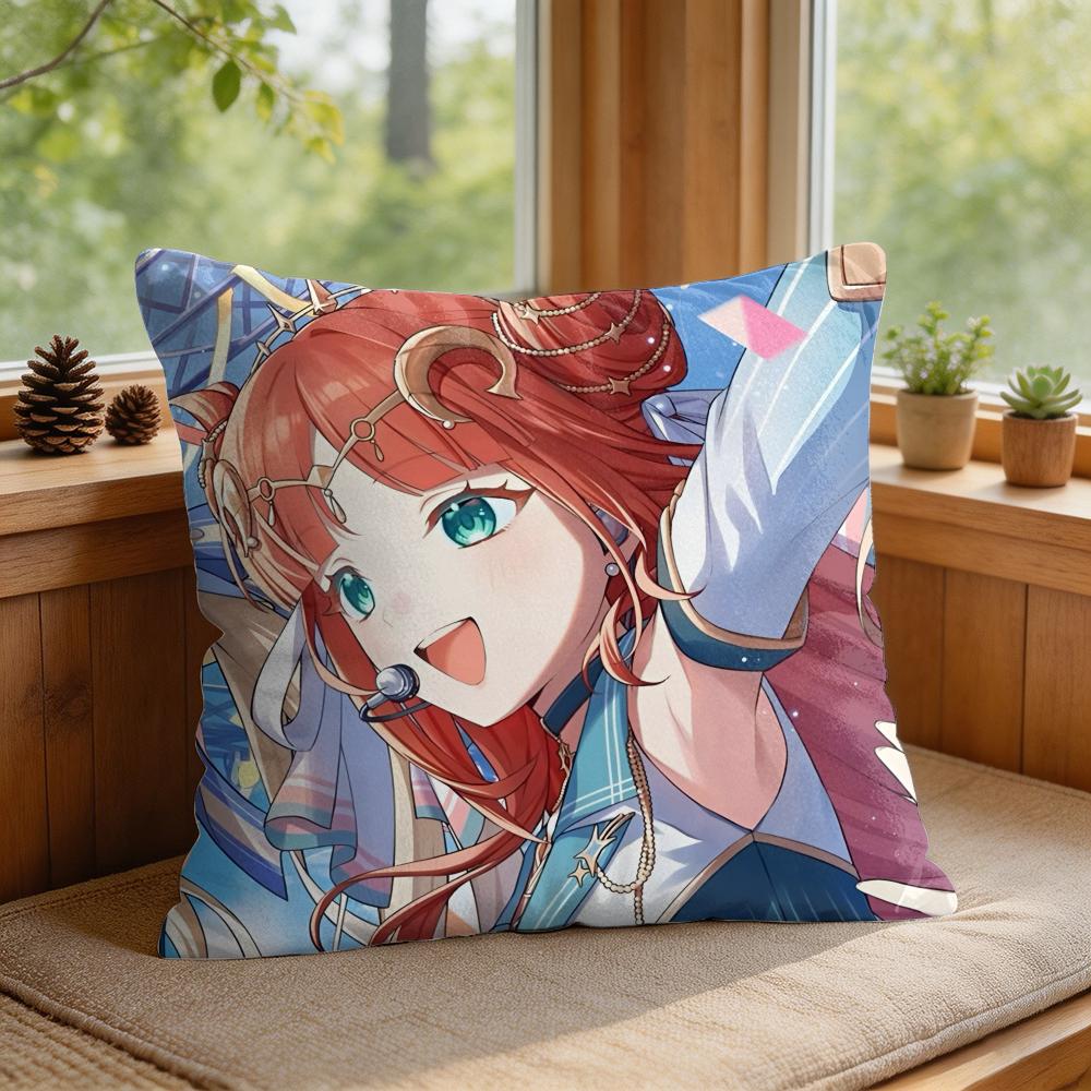 Nilou Cute Genshin Impact Cushion Cover Square Short Plush Pillow Case Living Room Sofa Home Decor Funda X