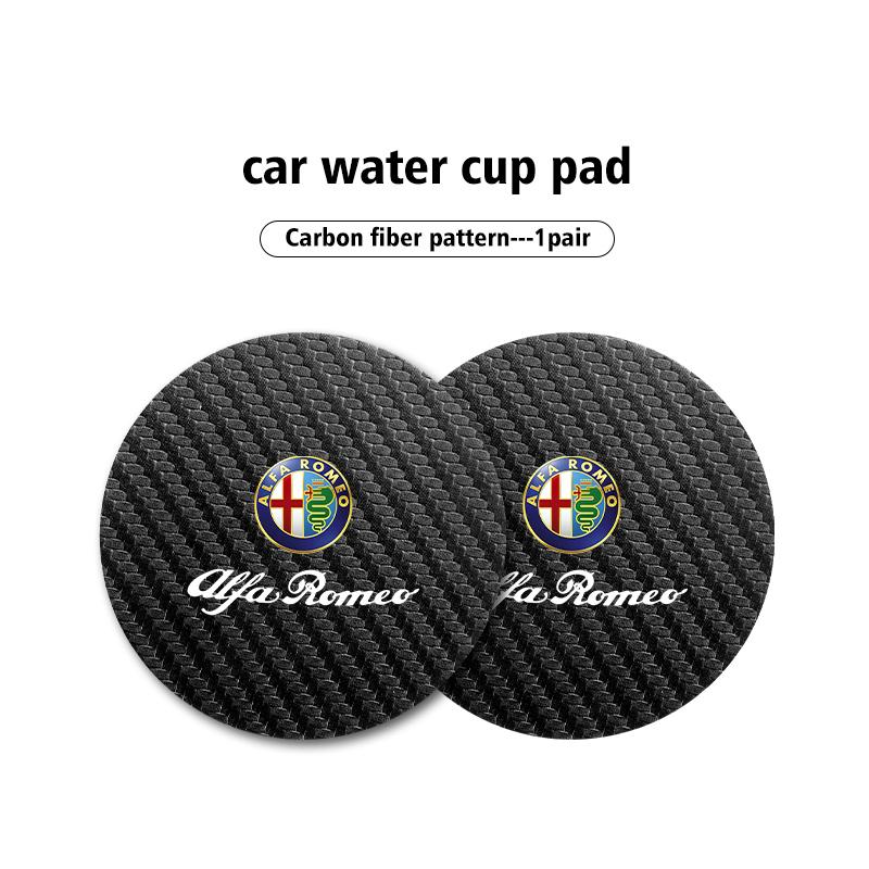 

For Alfa Romeo 2026 Hot Sticker 2pcs Car Style Coaster Mat Carbon Fiber Cup Holder Mat Non-slip Accessories For Alfa Romeo GT St