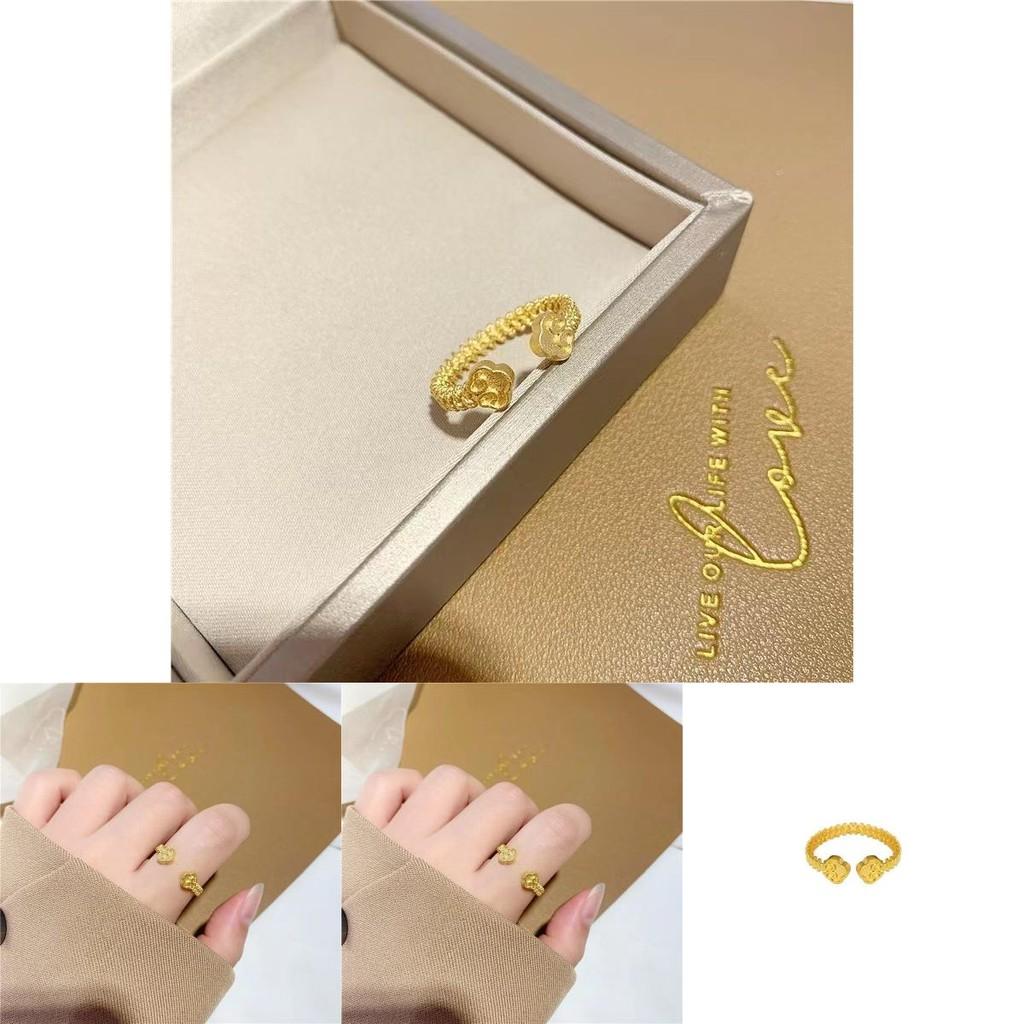 Elegant Brass Gold Plated Open Adjustable Ring With Enchanting Floral Motif For Ladies