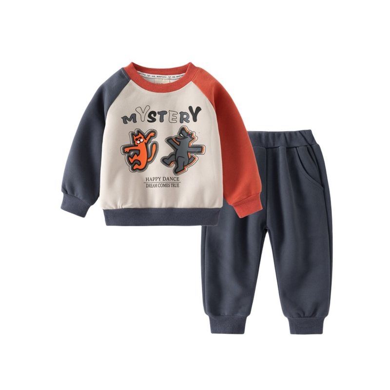 Shark Spring and Autumn Boys and Girls Letter Sweater Suit