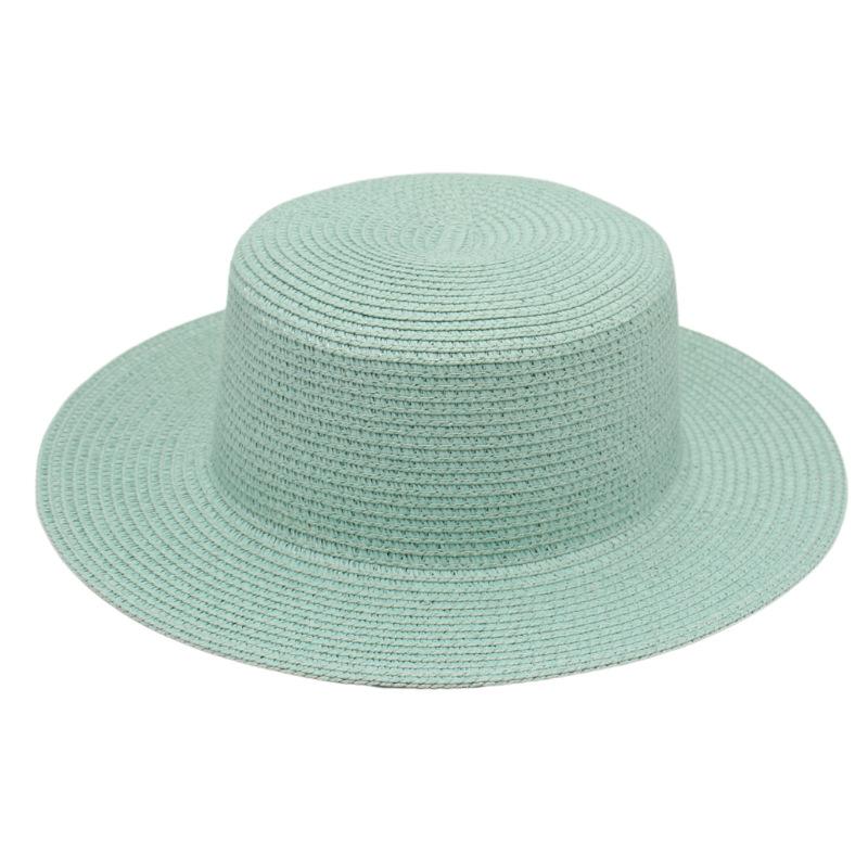 Color Dome Flat Top Brim Monochrome Straw Hat Popular Bare French Beach Hat Sunshade Breathable Hat