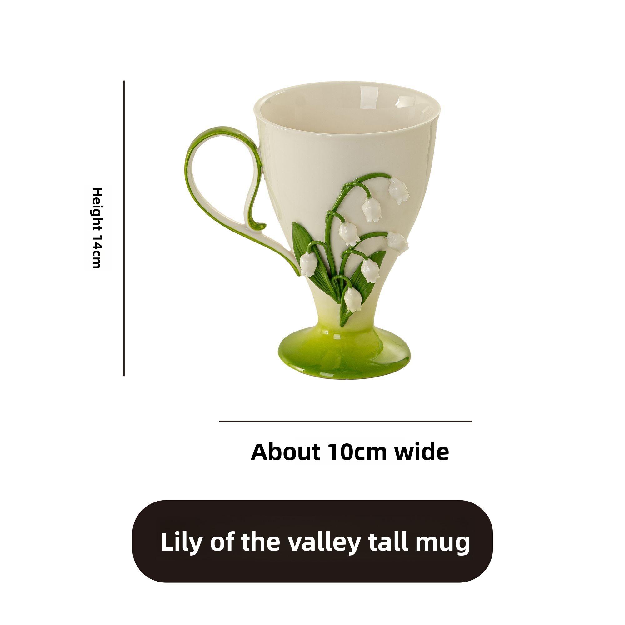 

High End Handmade Orchid Ceramic Mug,Restaurant Home Coffee Mugs,Large Capacity High-value Drinking Cupsw,Christmas Gift Tea Cup 401-500ml