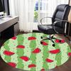 1pc Watermelon Slice Pattern Chair Carpet for Office, Round Polyester Mat, Indoor Decor for Office, Easycare Fabric, Washable Non-slip Area Carpet