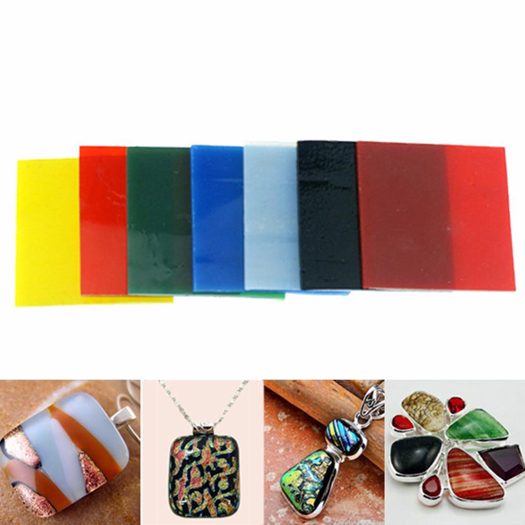 Buy Pdtoweb 7 Sheets COE 90 Bullseye 7 Colors Square Kiln Fusing Glass