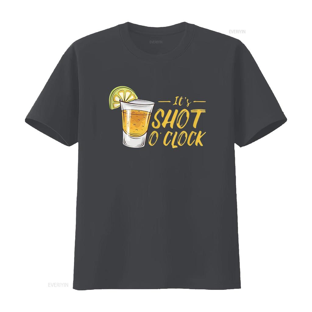 Es ist Shot O Clock Alkohol Tequila Limette Party Herren T-Shirt Weiß vintage Gewaschen Grafik Atmungsaktiv Lässig Stilvoll Vielseitig