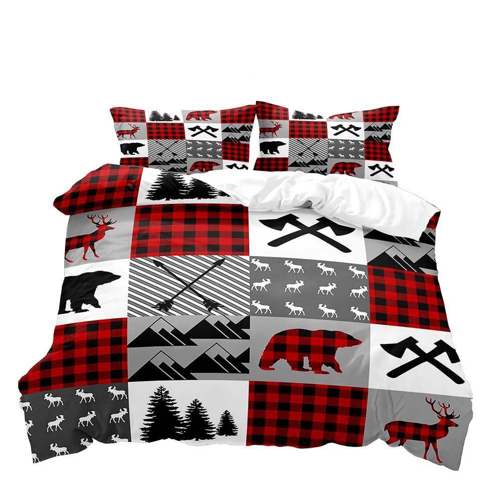 Christmas Cute Dwarf Three-Piece Quilt Cover 3D Digital Printing Bedding Set