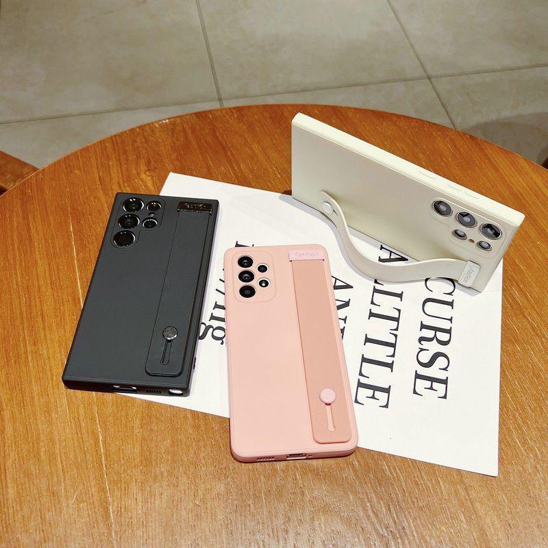 Hand Band Silicone Case For Samsung Galaxy S25ultra S 25 24 23 S21 S23 S24 Fe S22 S25 Plus Ultra Wrist Strap Stand Holder Cover