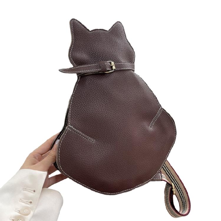 

Over The Shoulder Bag Large Capacity Cat Shape Crossbody Bag Sling Bag Chest Bag кавовий